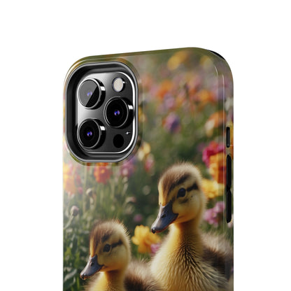 Charming Ducklings in Floral Garden - iPhone Case