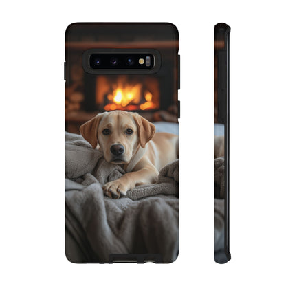 Cozy Golden Retriever by the Fireplace - Samsung Galaxy Case