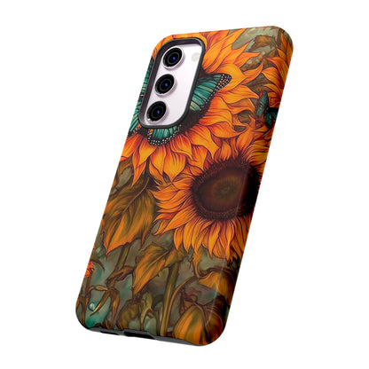 Vintage Blue Butterfly & Sunflower Art – Samsung Galaxy Case