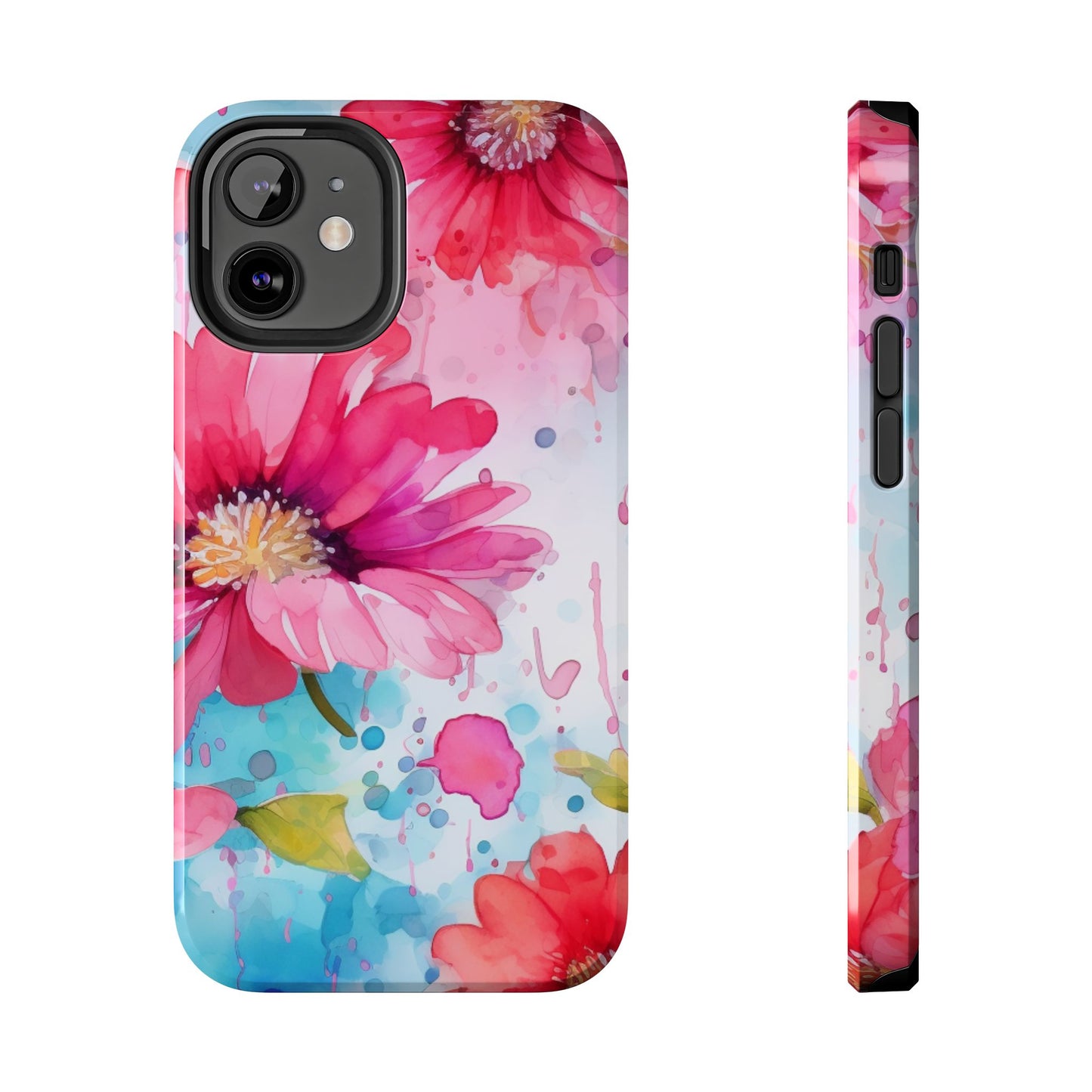 Vibrant Watercolor Red & Pink Floral - iPhone Case