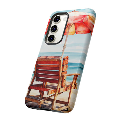 Beachfront Sunset Lounge Samsung Galaxy Case – Vibrant Watercolor Design