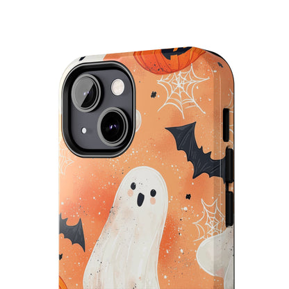 Spooky Cute Ghost iPhone Case – Halloween Ghosts, Pumpkins, Bats & Cobwebs Design