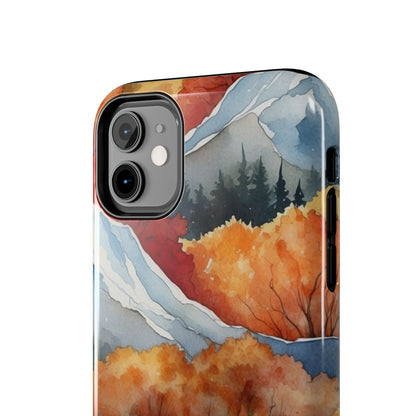 Autumn Mountain Forest Watercolor - iPhone Case