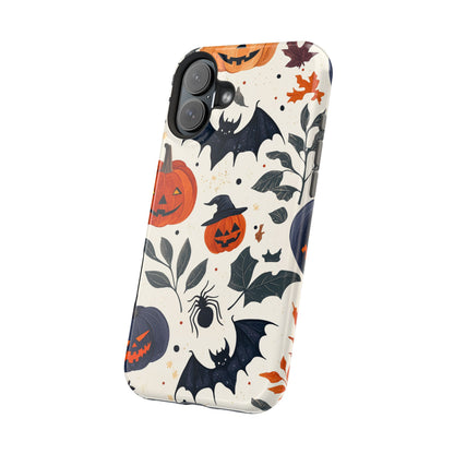 Spooky Halloween MagSafe iPhone Case – Pumpkins, Bats, and Spider Design