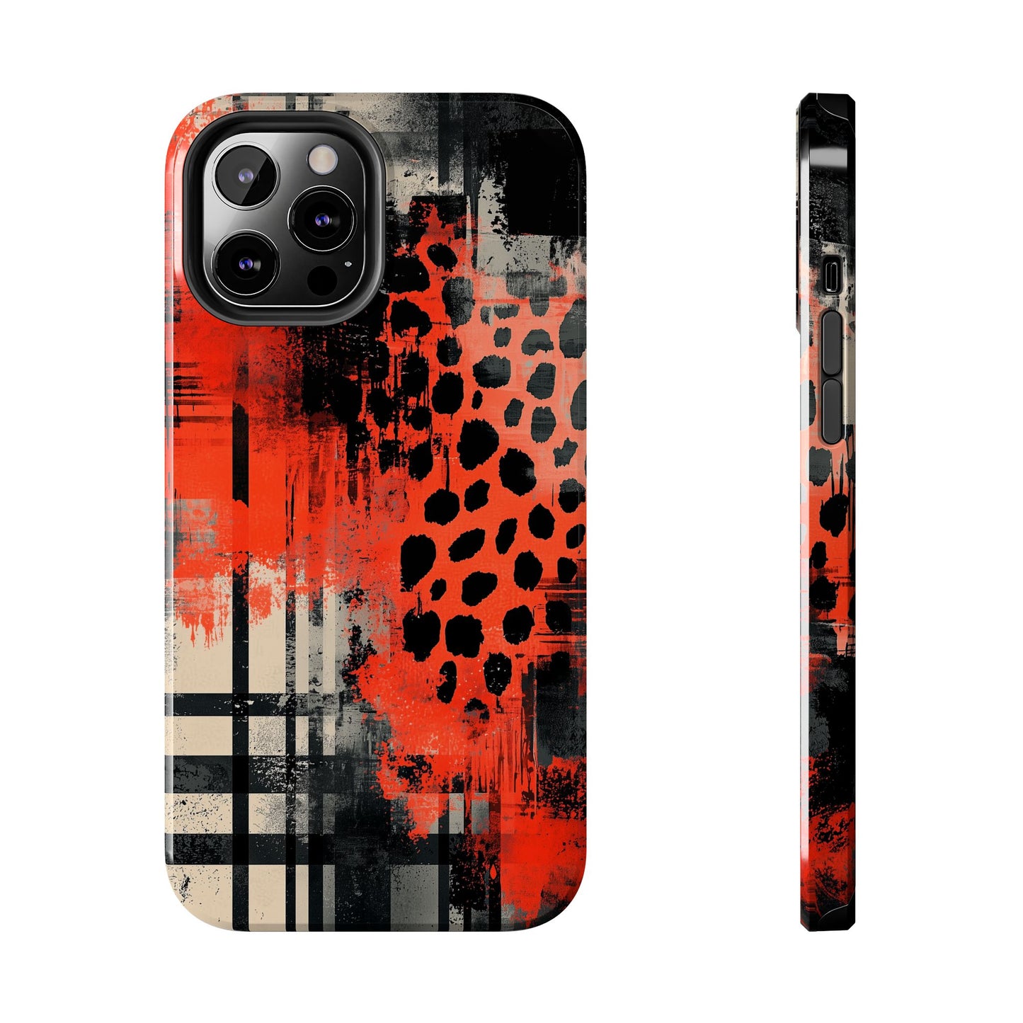 Cheetah Plaid iPhone Case – Red & Black Pattern