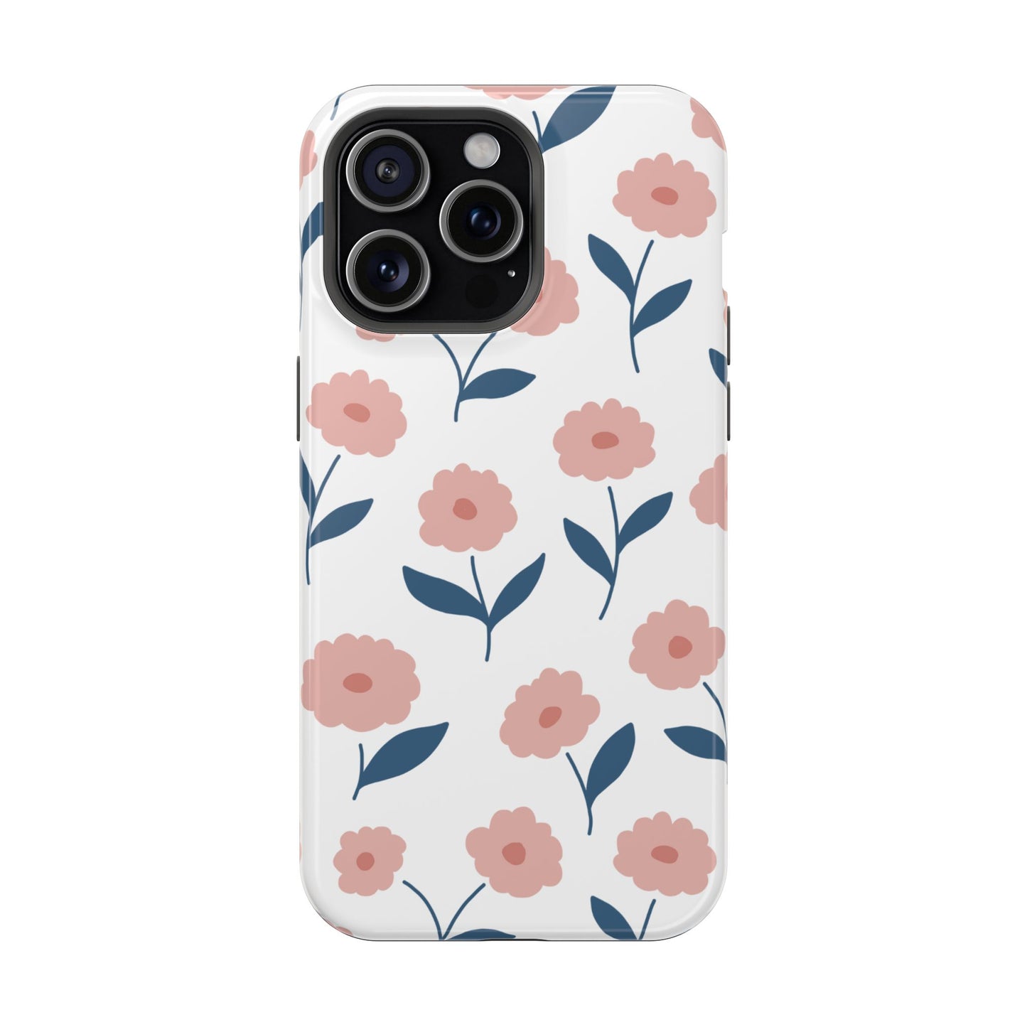 Playful Pink Floral Tough MagSafe  iPhone Case – Soft Pastel Design, Slim & Shockproof