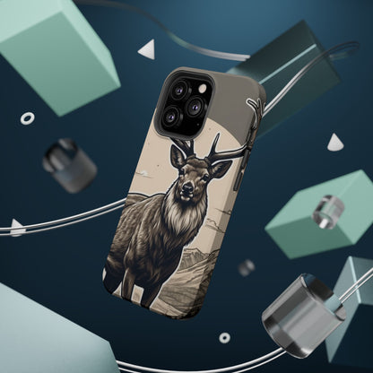 Monochrome Majesty – Regal Stag MagSafe iPhone Cases