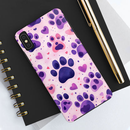 Purple Paw Print iPhone Case - Playful Pet Lover’s Protective Cover