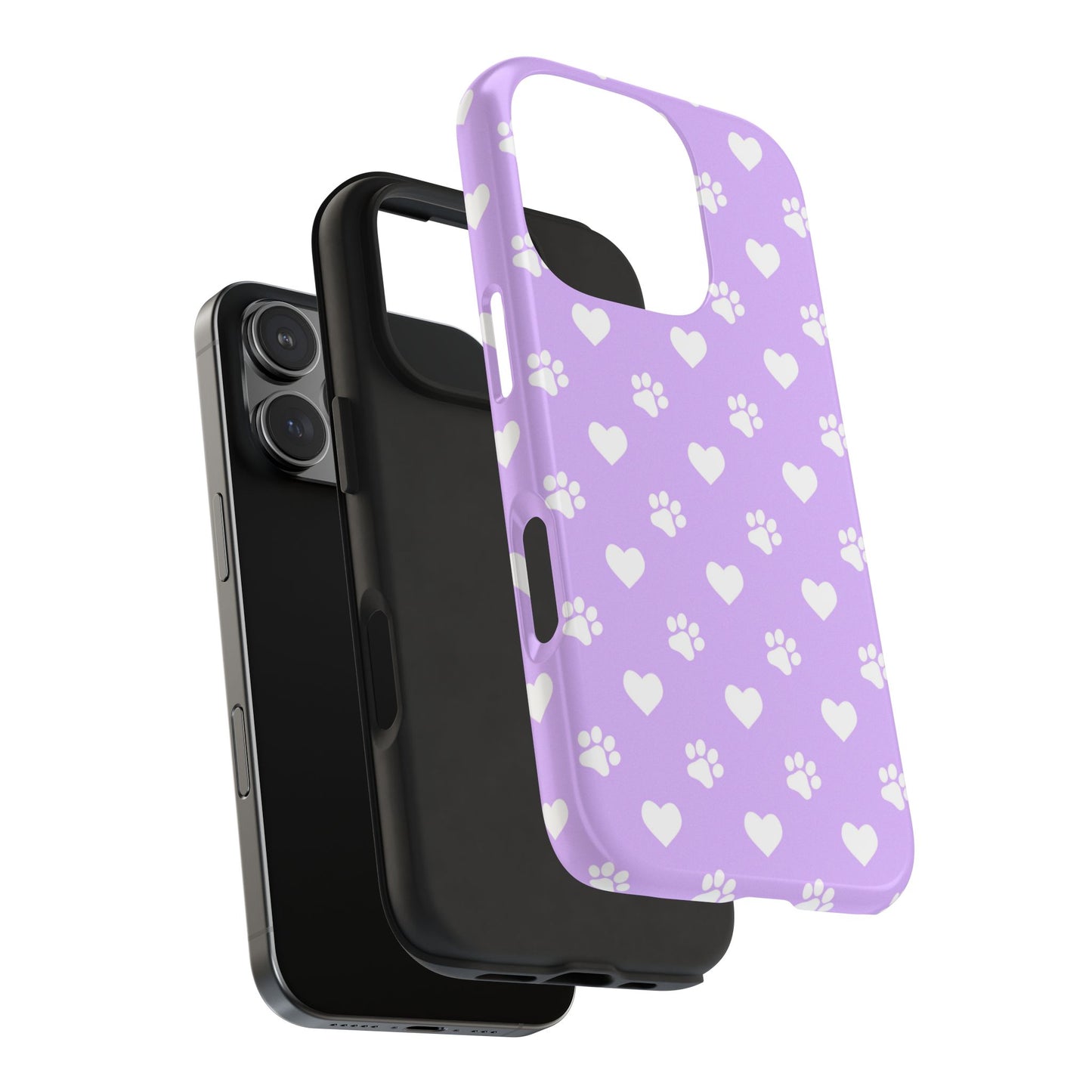 Lilac Paw Prints & Hearts – iPhone Case