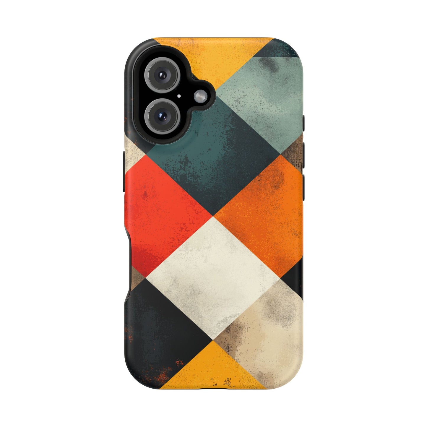 Geometric Retro MagSafe iPhone Case - Colorful Checkered Protective Cover