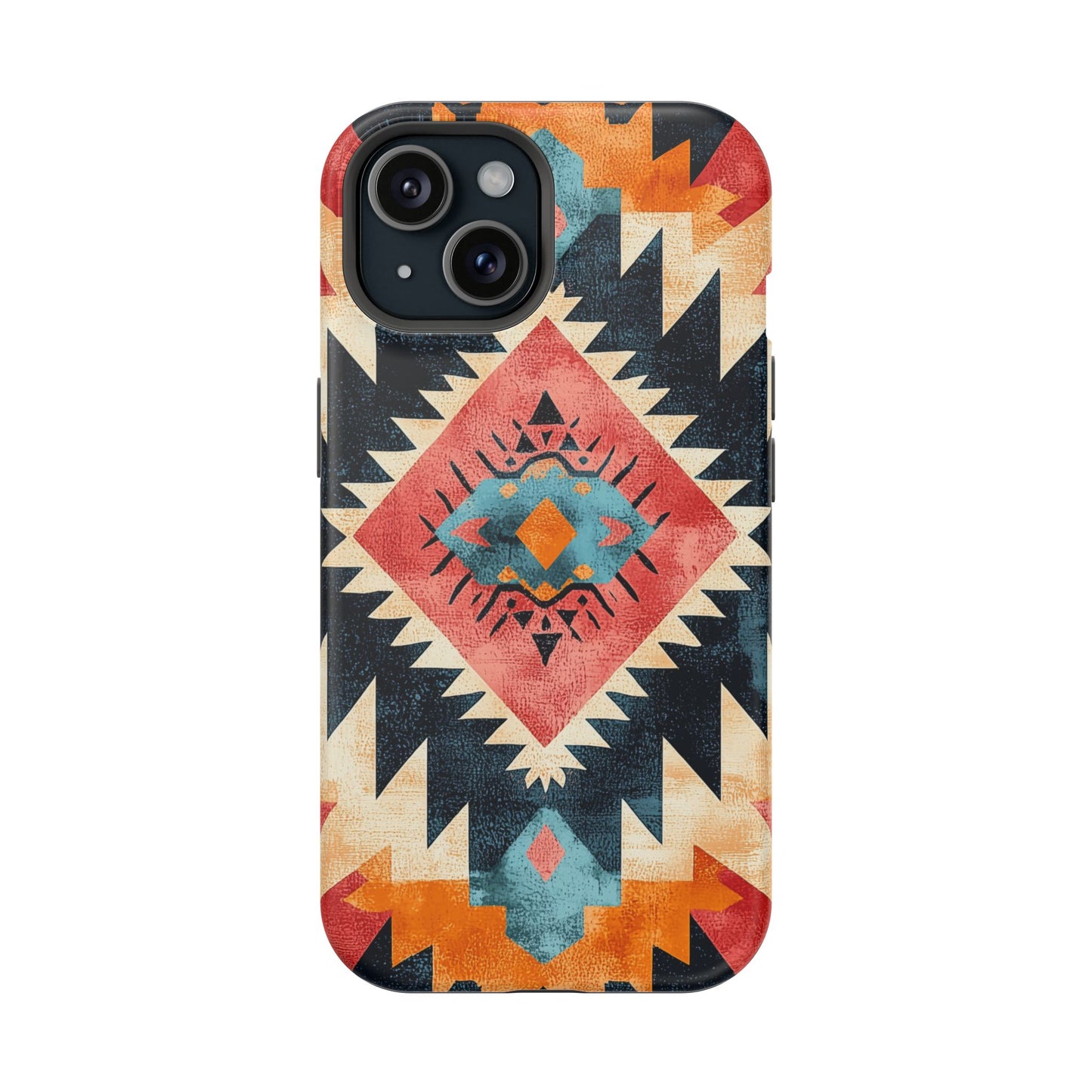 Bold Aztec Pattern Tough MagSafe iPhone Case – Vibrant Geometric Design, Dual-Layer Protection