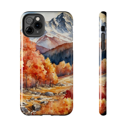 Watercolor Autumn Forest and Mountains - iPhone Case