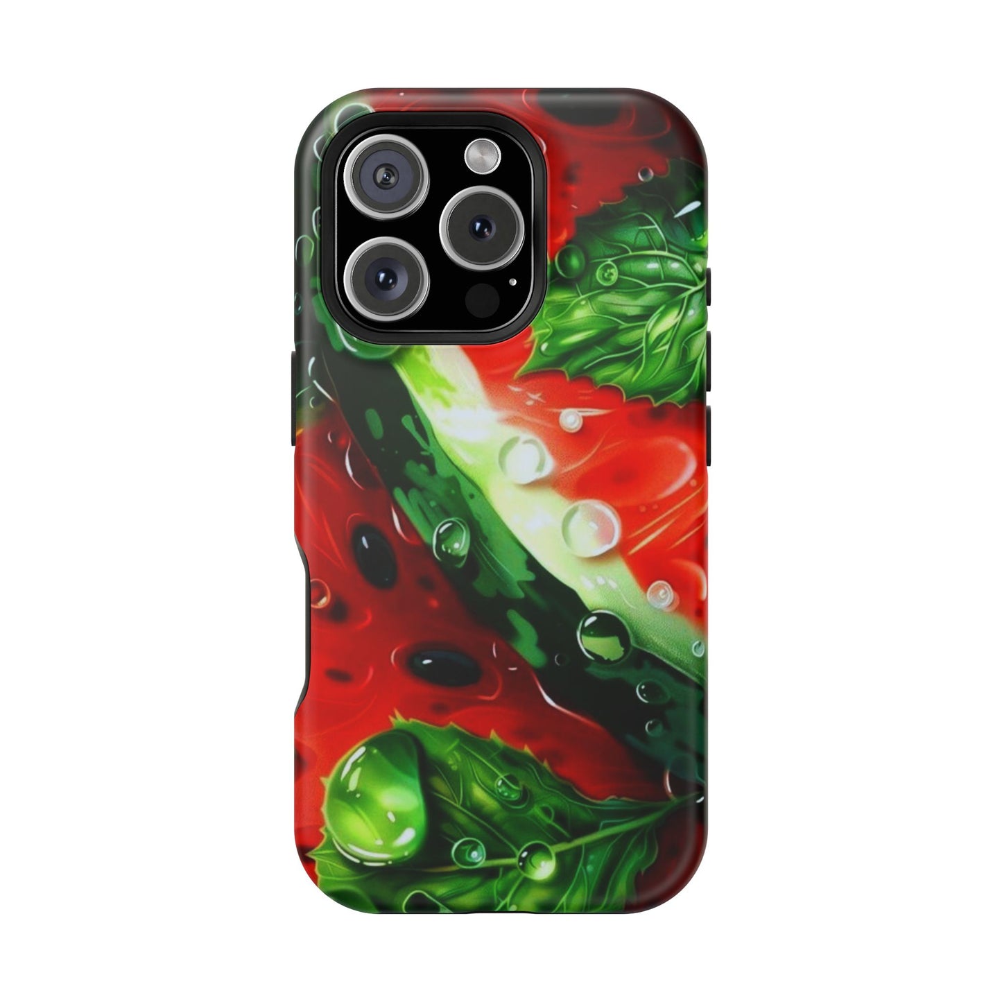 Juicy Watermelon & Mint MasSafe iPhone Case – Tough Dual-Layer, Vibrant Summer Design