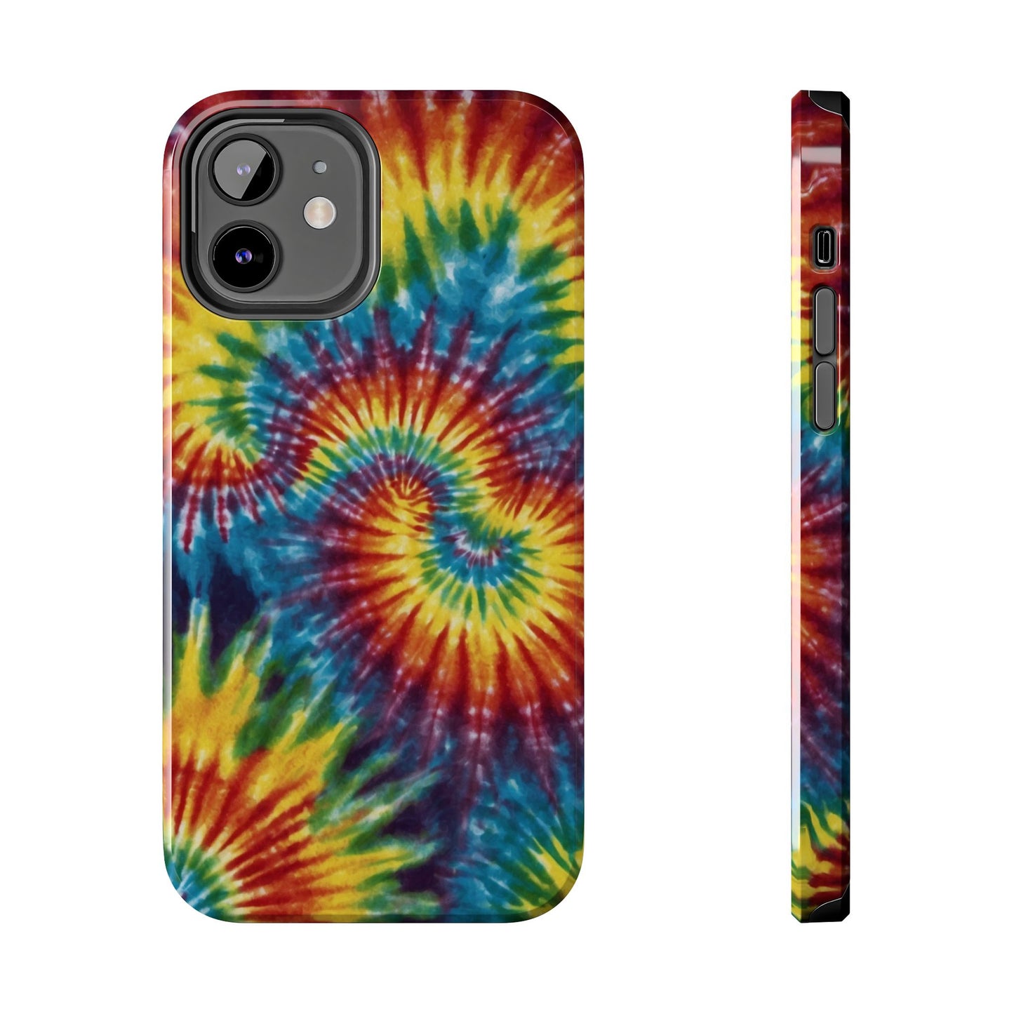 Retro Tie-Dye Swirl iPhone Case – Rainbow Spiral Design