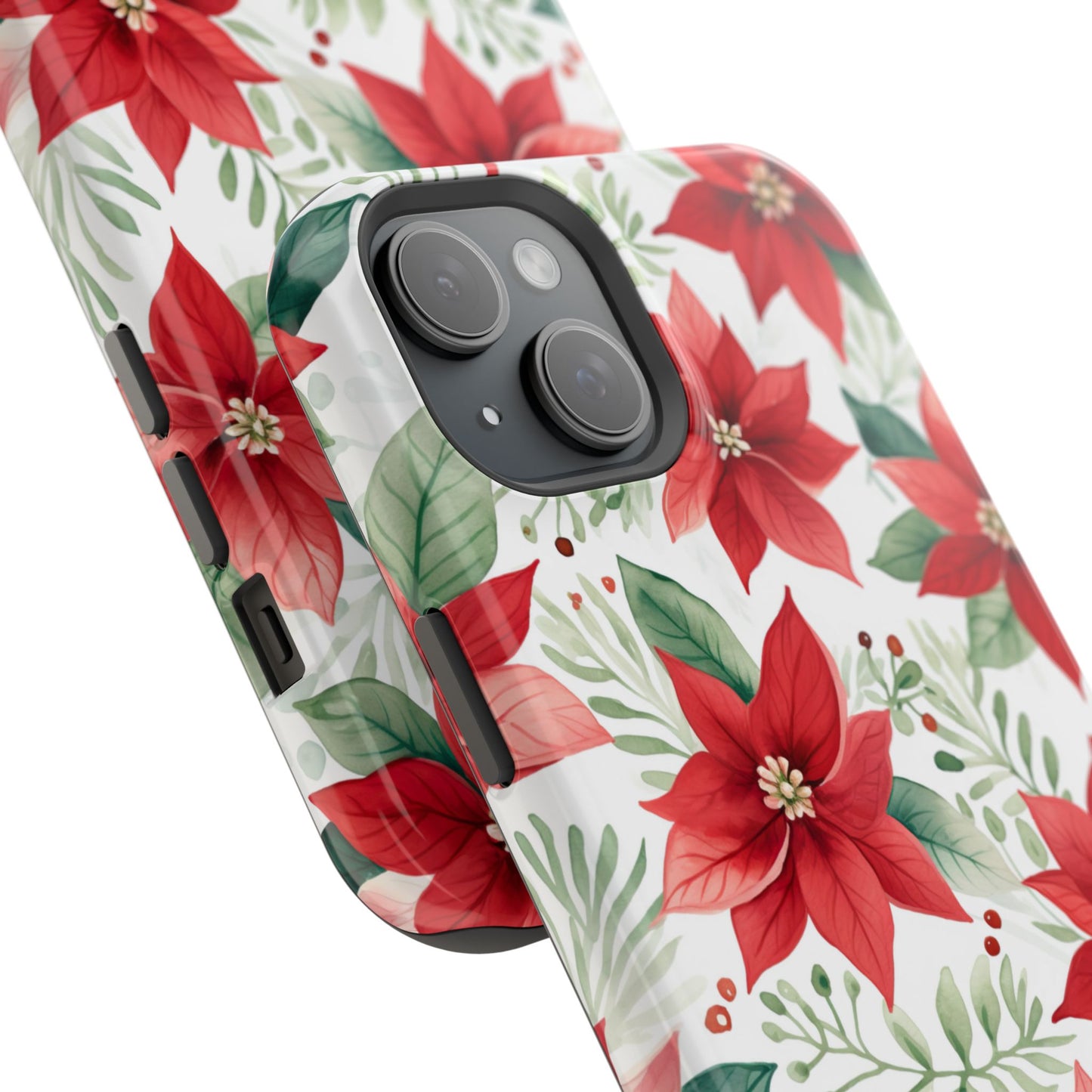 Festive Poinsettia Holiday Pattern – MagSafe iPhone Series Case