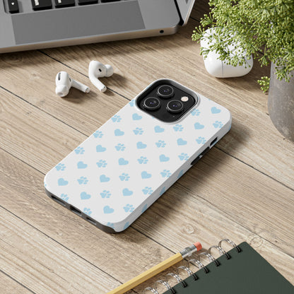 Light Blue Paw Prints & Hearts – iPhone Case for Animal Lovers