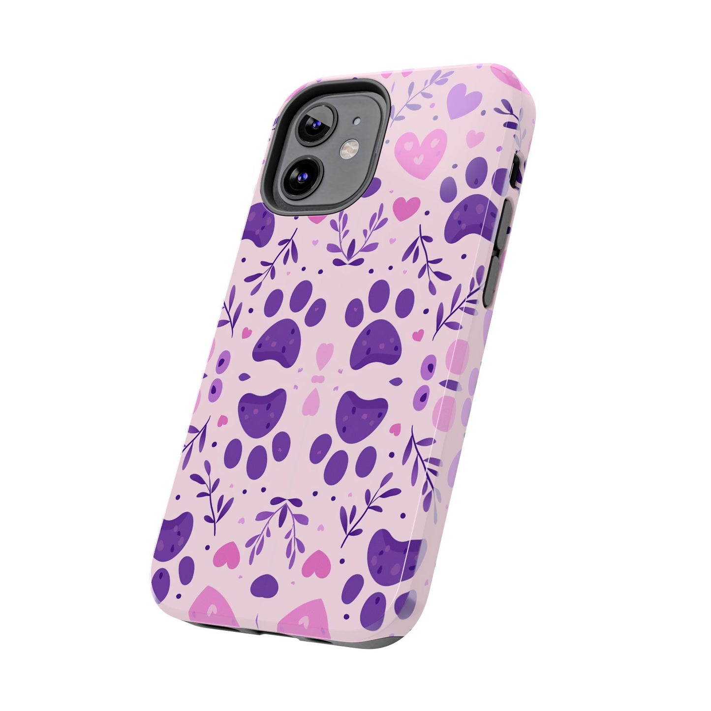 Pastel Paw Print iPhone Case - Cute Pet-Themed Floral Protective Cover