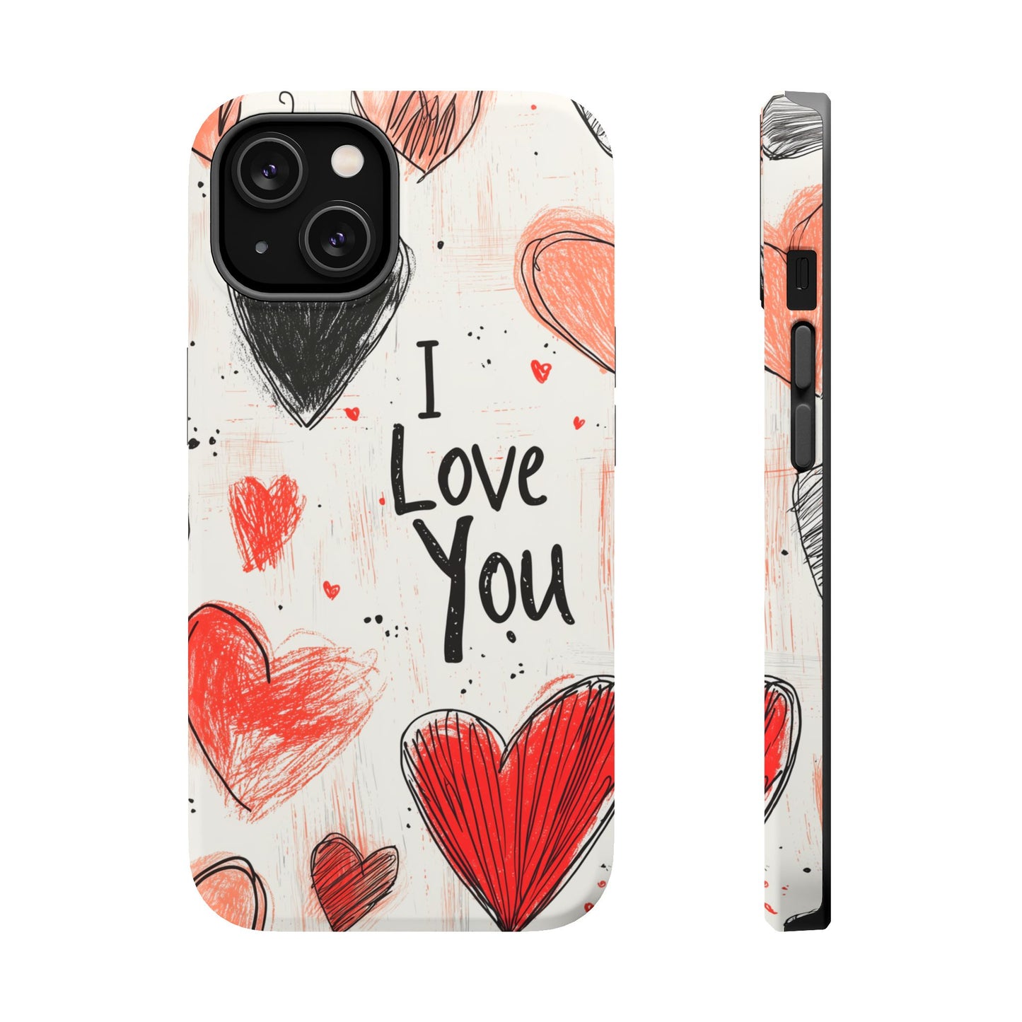 Romantic "I Love You" Heart Sketch - MagSafe Compatible Case