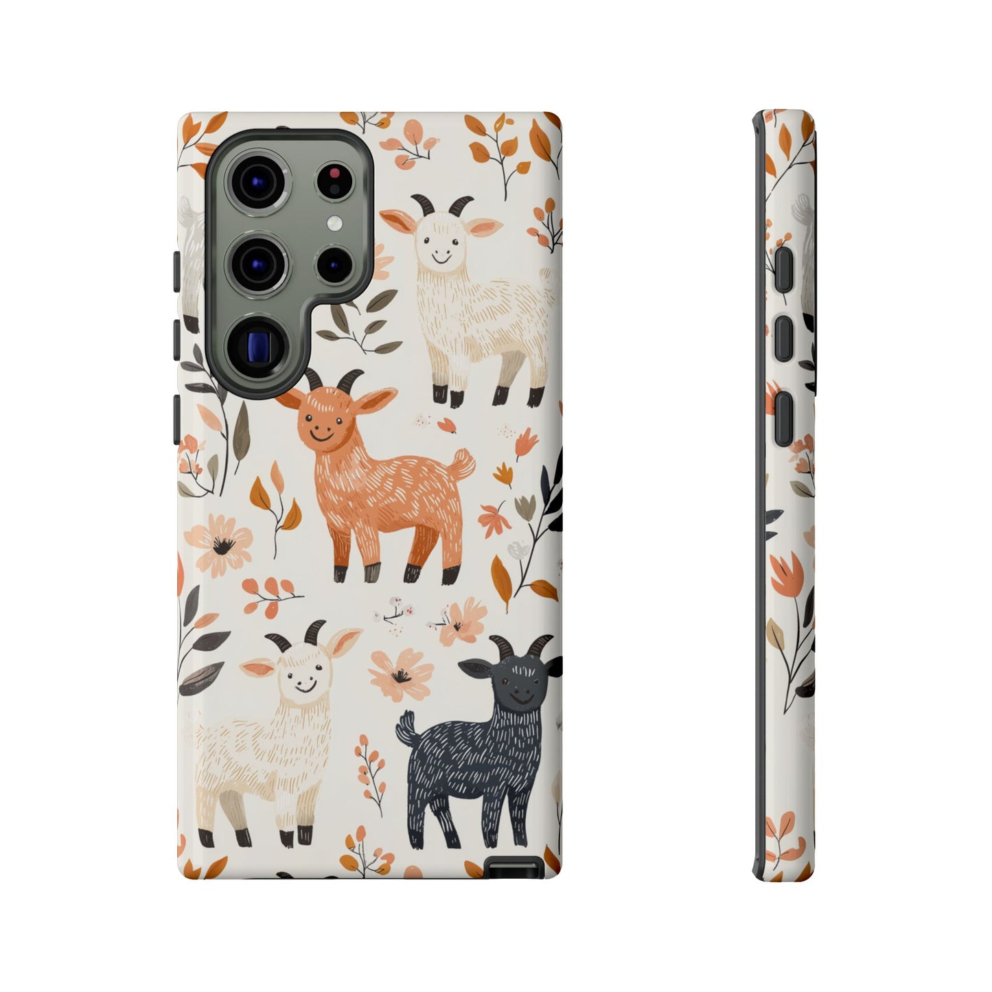 Samsung Galaxy Case: Smiley Goats & Dried Flowers – Vintage Charm