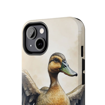 Graceful Duck in Watercolor Scene - iPhone Case