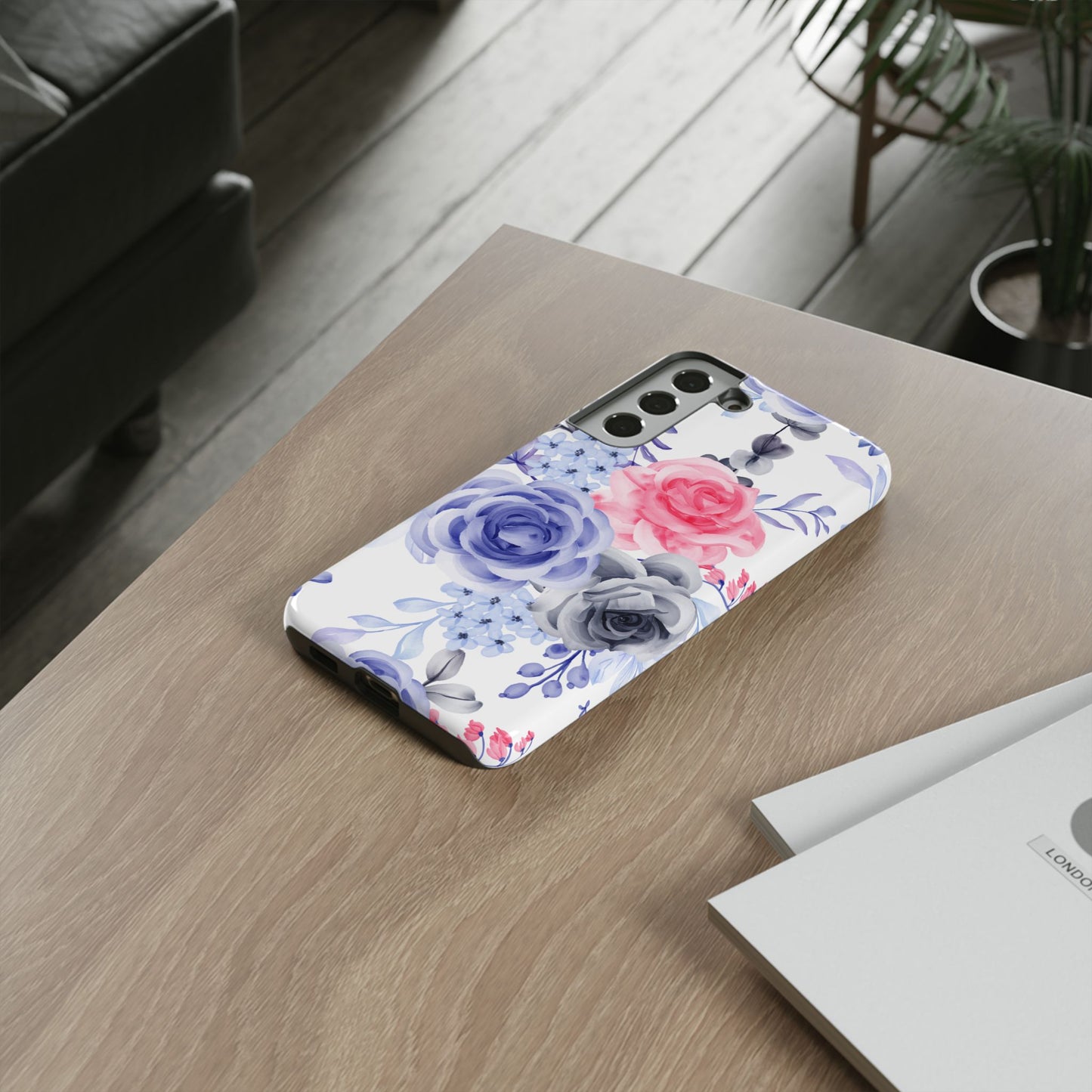 Elegant Blue Floral Watercolor Design – Samsung Galaxy Case