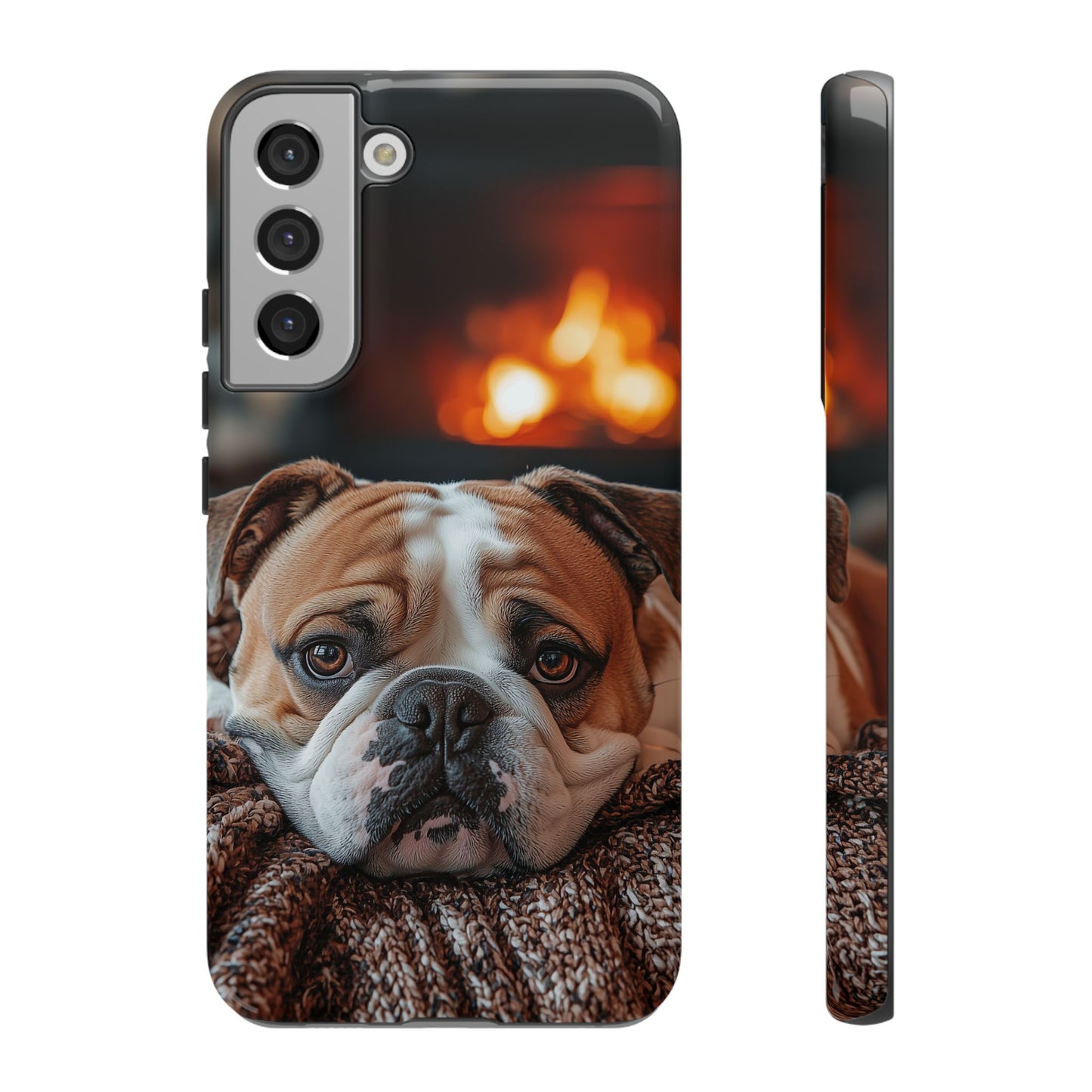 Cozy Bulldog Samsung Galaxy Case – Fireside-Inspired Protective Cover