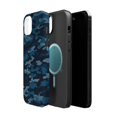 Dark Blue Camouflage – MagSafe iPhone Case with Modern Rugged Style