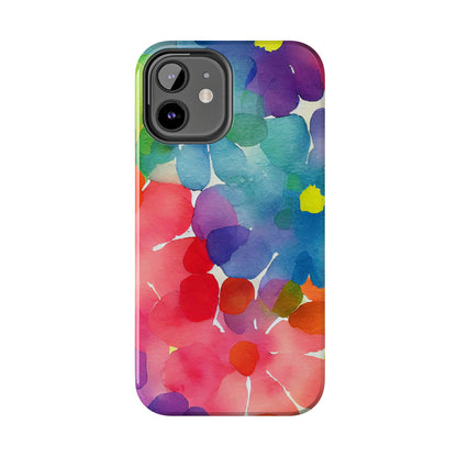 Rainbow Bloom Watercolor iPhone Case – Slim Design, Glossy Finish