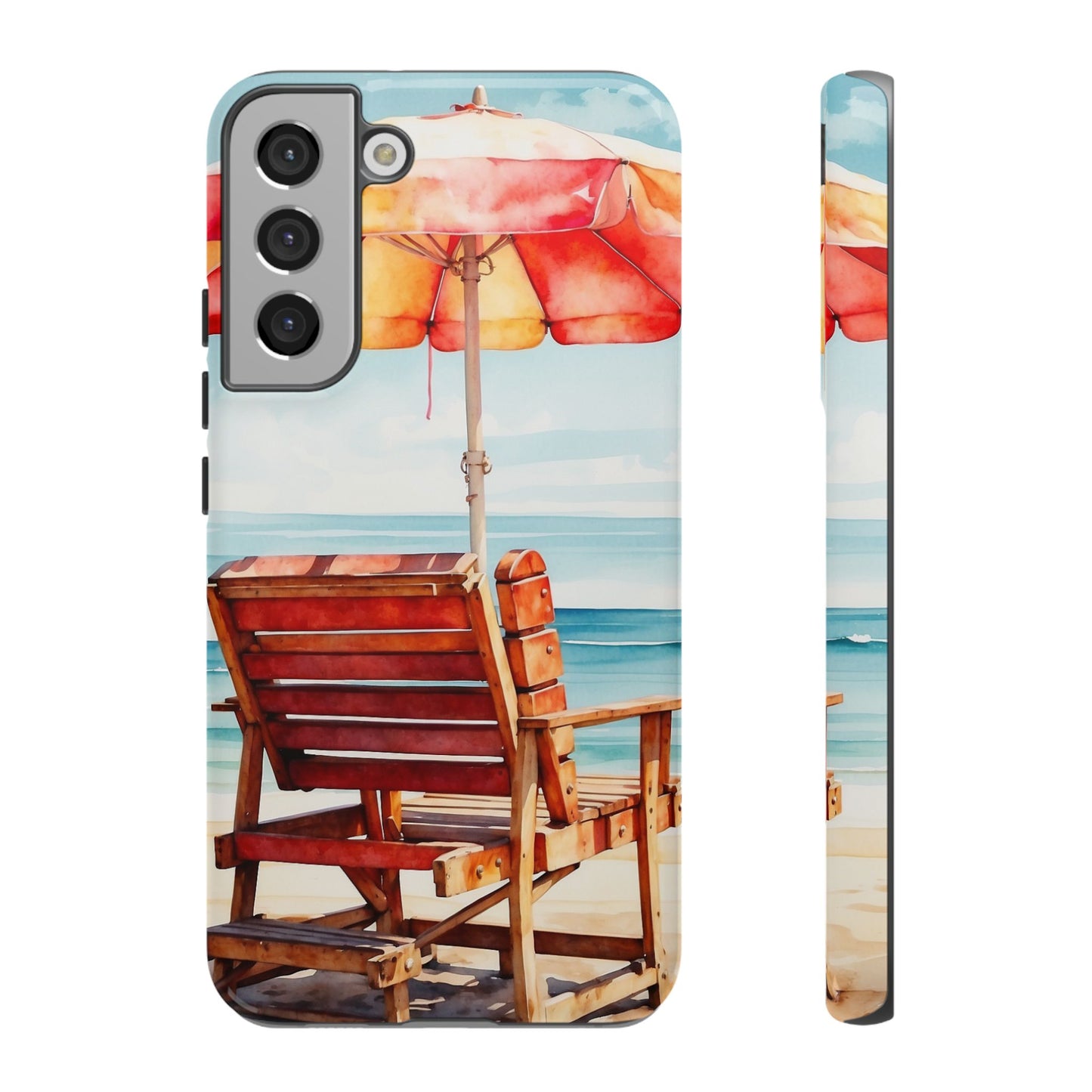 Beachfront Sunset Lounge Samsung Galaxy Case – Vibrant Watercolor Design