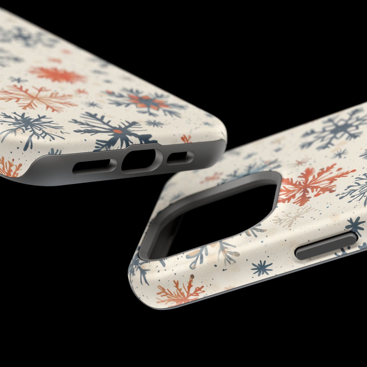 Rustic Orange and Blue Snowflake Pattern – MagSafe iPhone Series Case