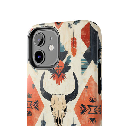 Southwestern Bull Skull iPhone Case – Durable Matte Finish with Rustic Tribal Design - BOGO Cases