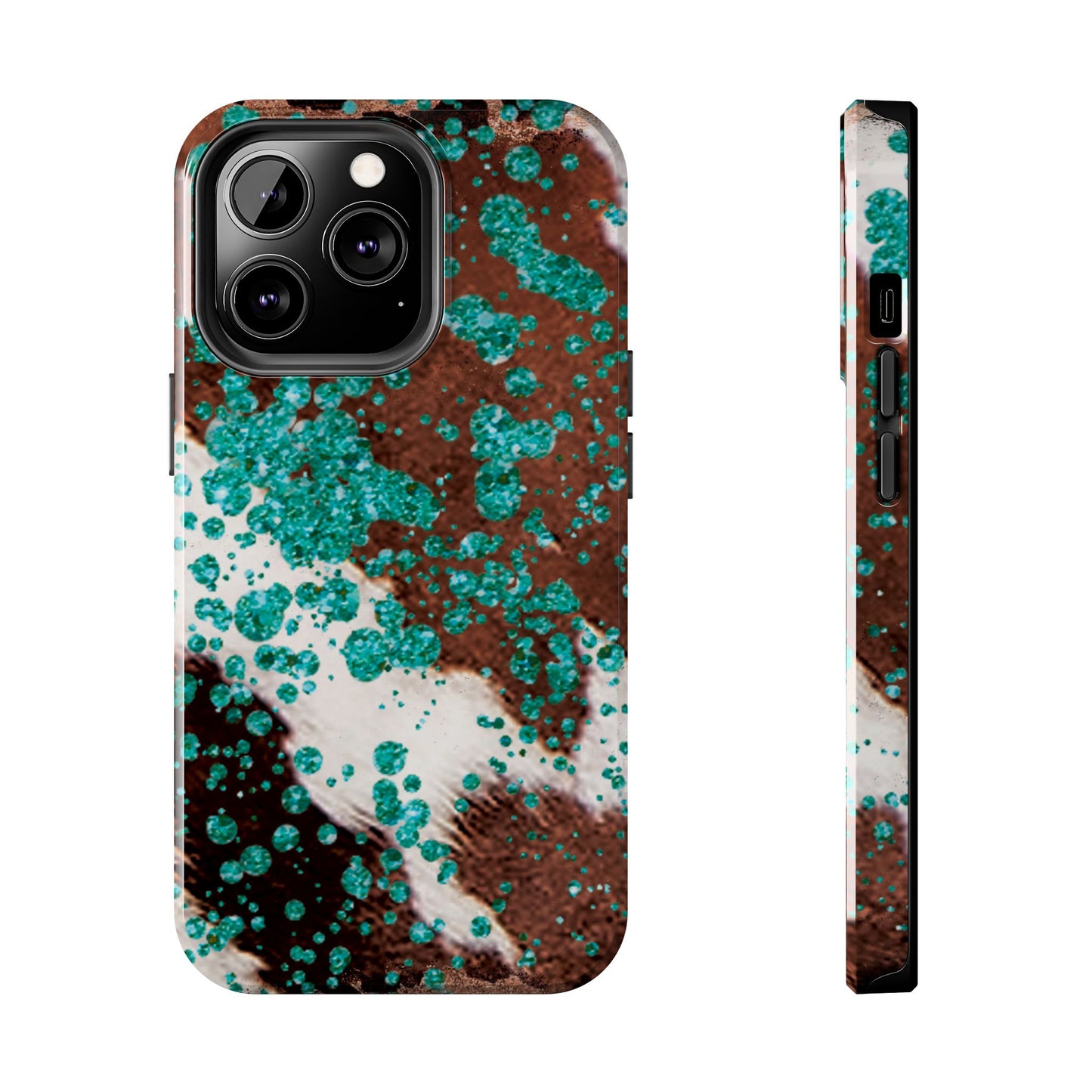 Teal Glitter Cowhide - iPhone Series Case