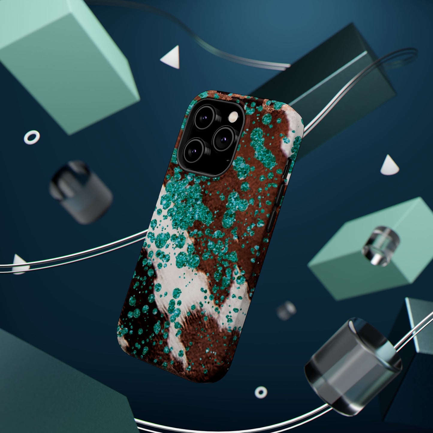 Teal Glitter Cowhide - MagSafe iPhone Series Case