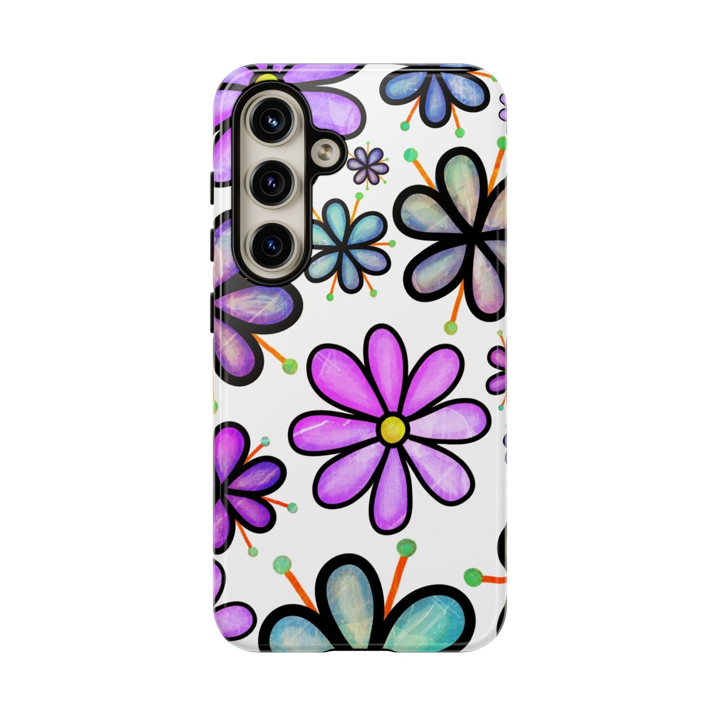 Whimsical Lavender Floral Samsung Galaxy Case – Ultra-Slim, High-Gloss Finish