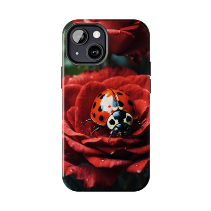 Elegant Rose & Ladybug Charm - iPhone Series Case