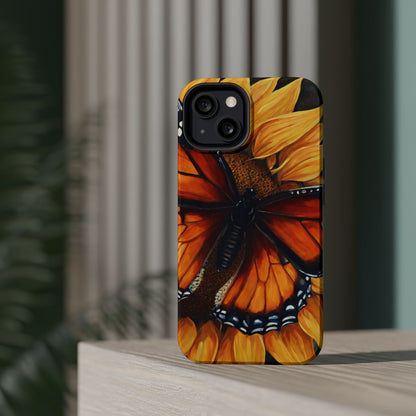 Monarch Butterfly & Sunflower Art – MagSafe iPhone Case