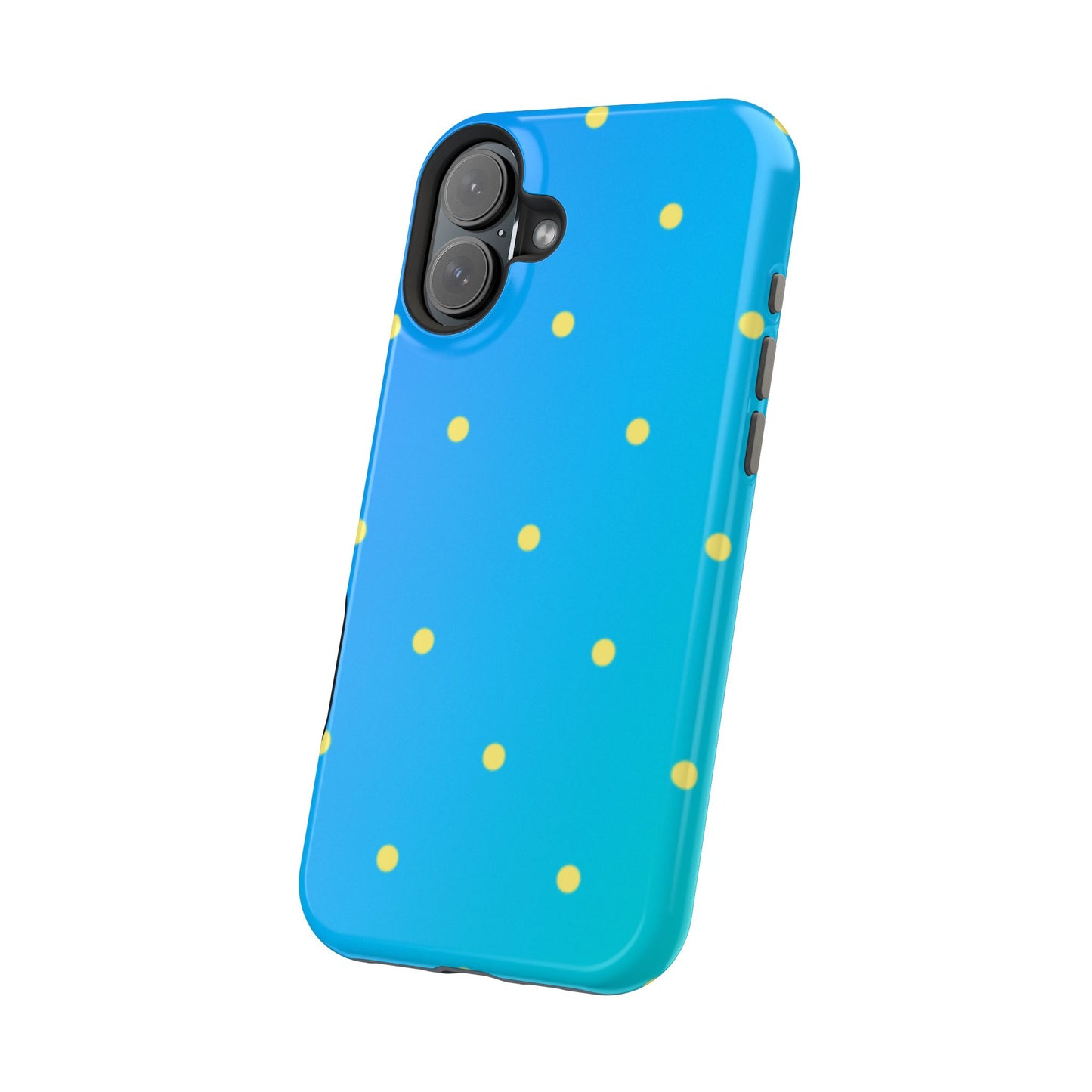 Blue Ocean Gradient Polka Dots MagSafe iPhone Case – Shockproof, Smooth Matte Finish, Dual-Layer Design