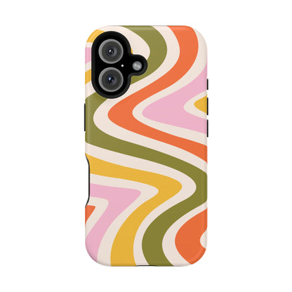 Retro Groove MagSafe iPhone Case – 70s-Inspired Design with Dual-Layer Protection