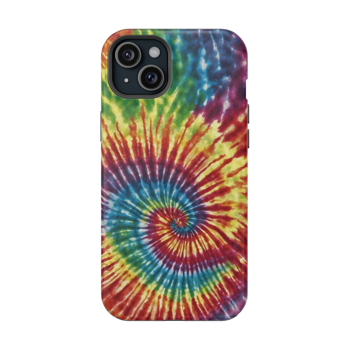 Vibrant Spiral Tie-Dye MagSafe Case – Retro Rainbow Design