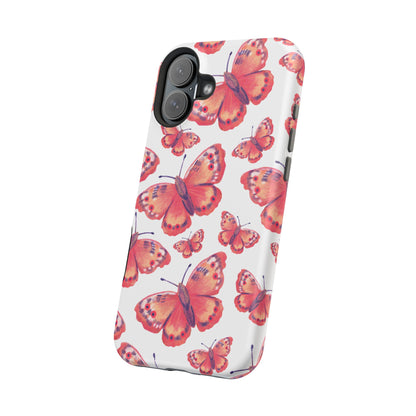 Coral Butterfly MagSafe iPhone Case – Slim, Protective Design with Bold Watercolor Print