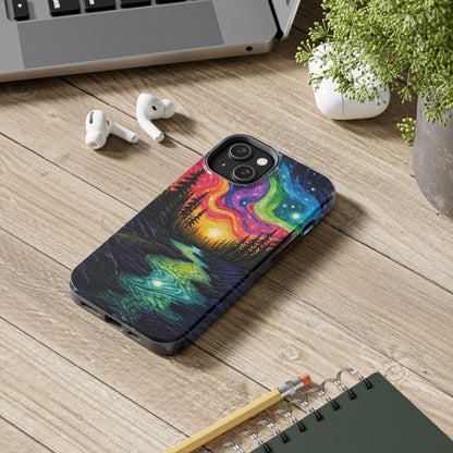 Celestial Nightscape iPhone Case – Vibrant River and Starry Sky Design