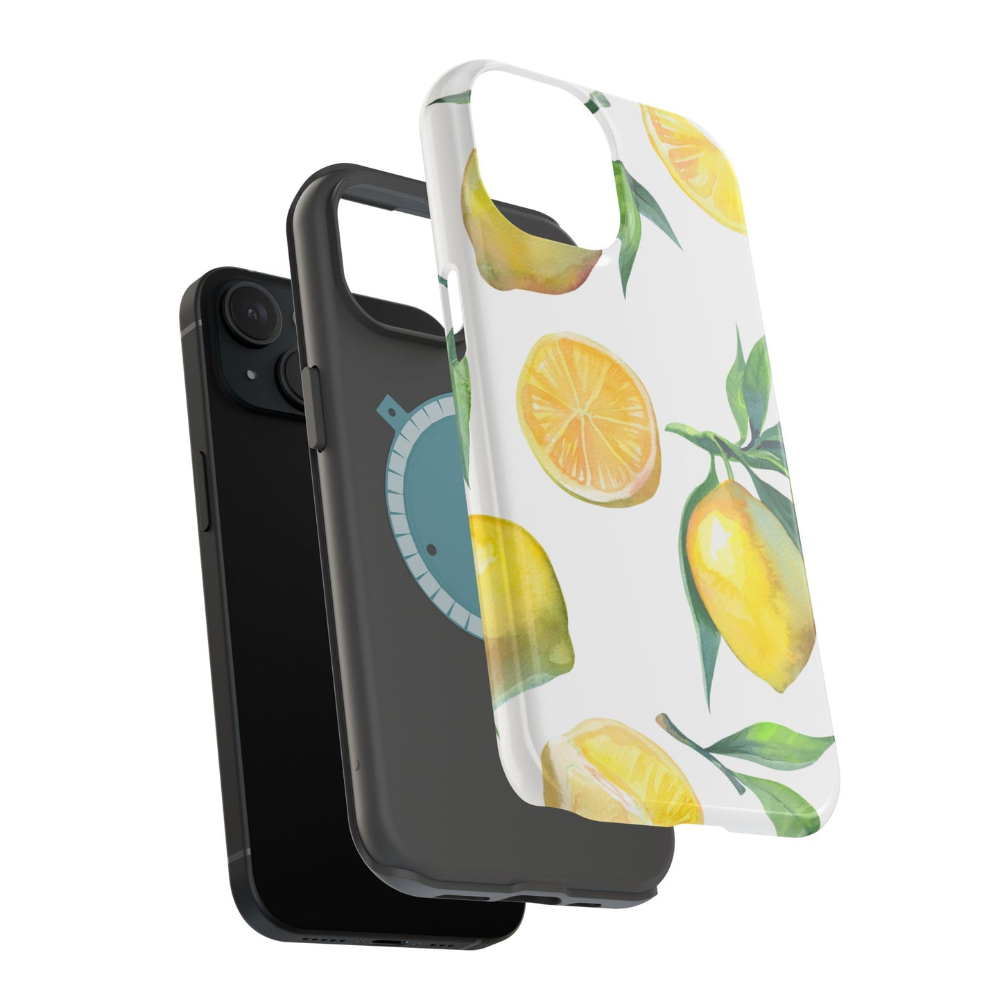 Lemon Grove Watercolor Tough MagSafe iPhone Case – Fresh Citrus Design, Dual-Layer Protection