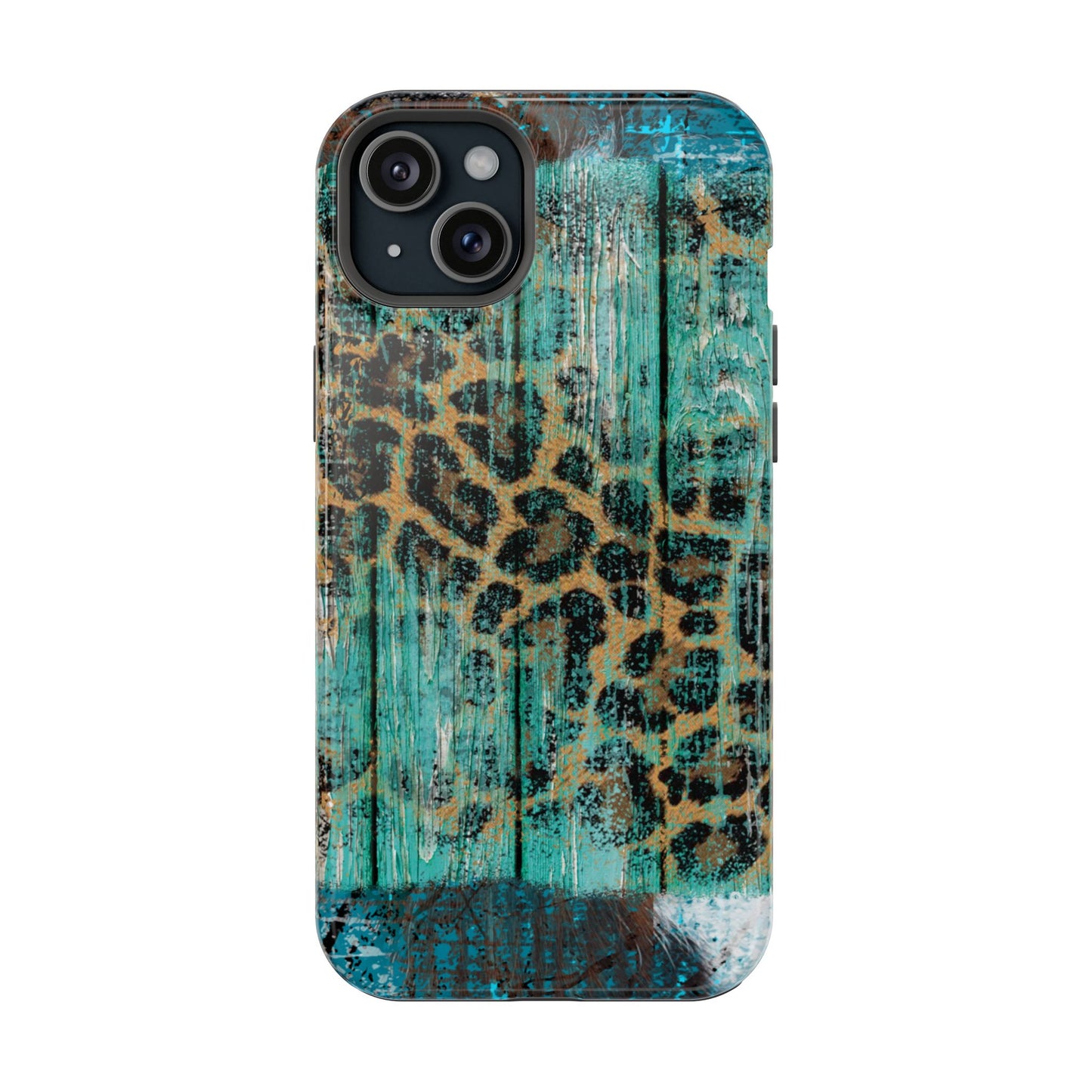 Turquoise Rustic Leopard Wood - MagSafe  iPhone Series Case