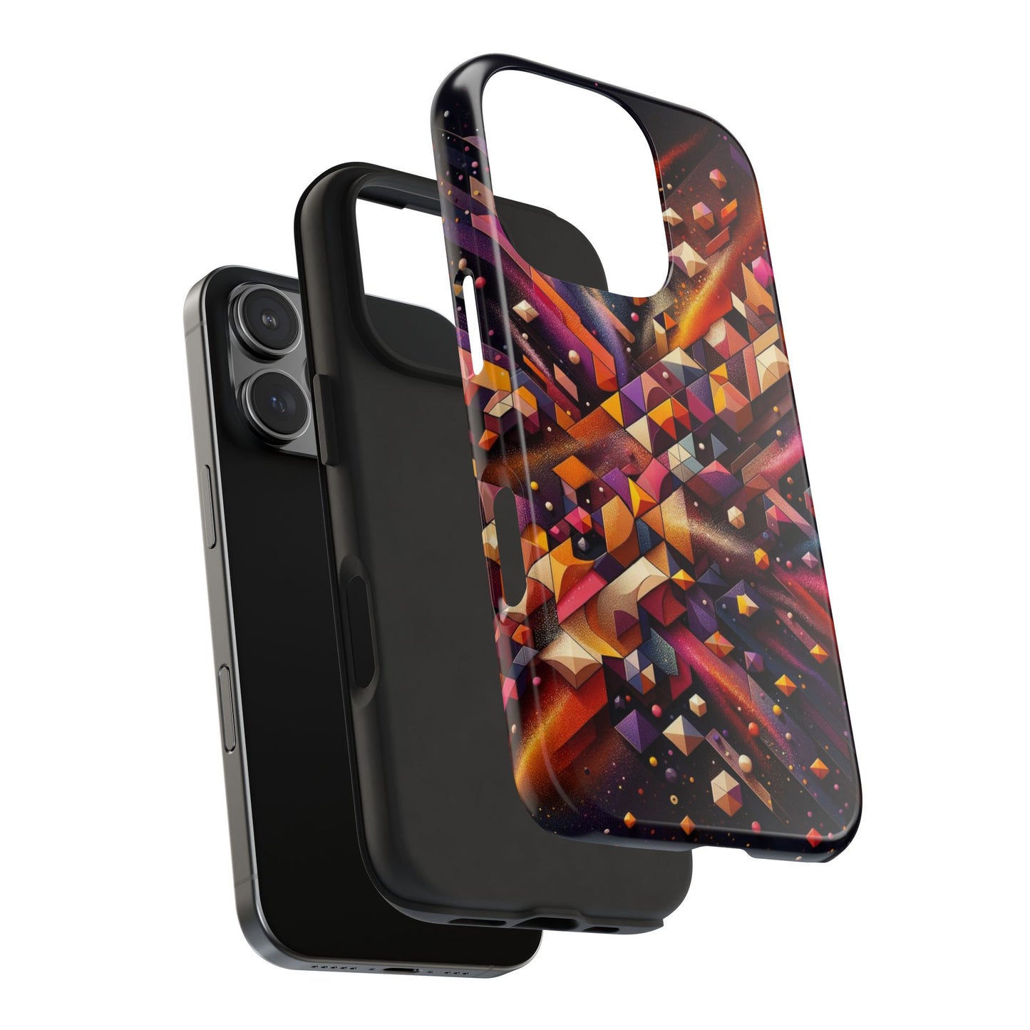 Geometric Galaxy iPhone Case - Abstract Cosmic Protective Cover - Retro Gamer