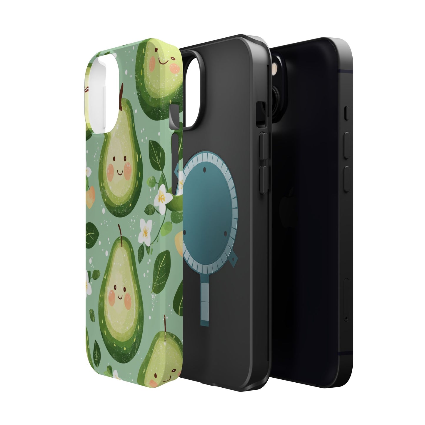 Smiling Avocados Tough MagSafe iPhone Case – Cute Avocado Design, Dual-Layer Protection