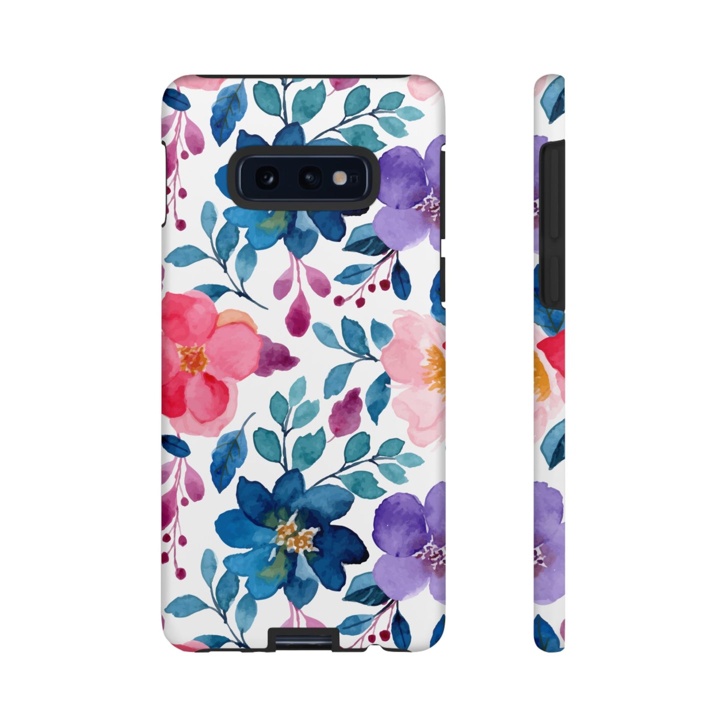 Mystic Bloom – Samsung Galaxy Case with Blue & Pink Watercolor Florals