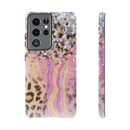 Crystal Glam Leopard - Samsung Galaxy Series Case with Glitter and Gem Accents