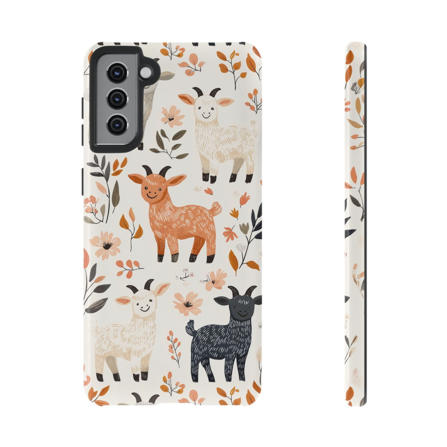 Samsung Galaxy Case: Smiley Goats & Dried Flowers – Vintage Charm