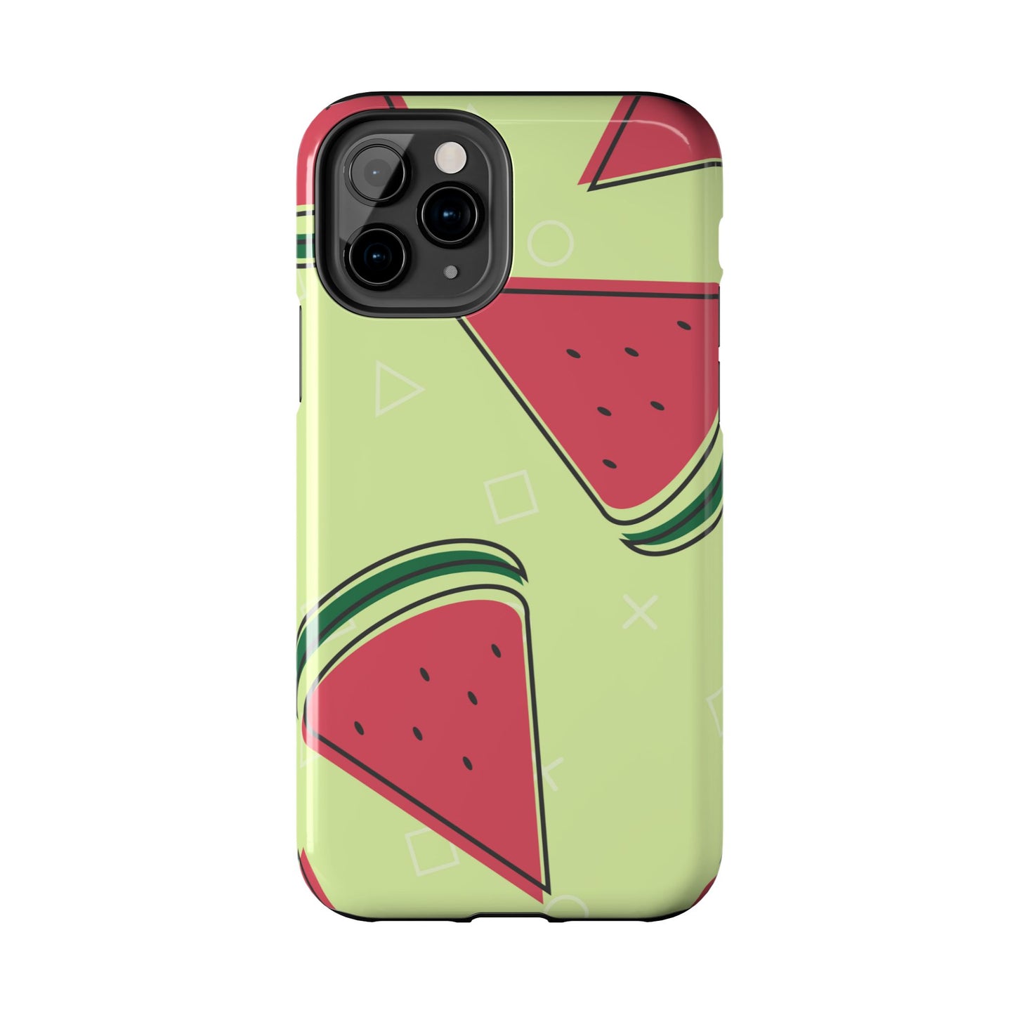 Watermelon Slice iPhone Case – Fresh & Fun Design with Retro Geometric Pattern