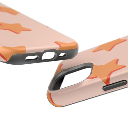 Retro Orange Stars MagSafe iPhone Case – Shock-Resistant, Smooth Matte Finish, Dual-Layer Design